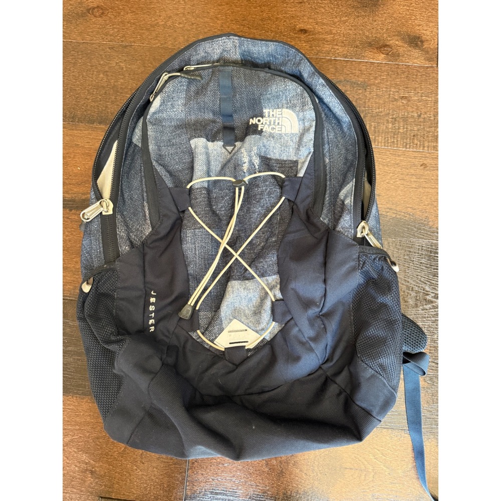 The North Face Jester Backpack OS Blue Denim Print School Hiking Bag laptop bag